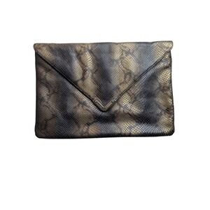 Elaine Turner Snakeskin‎ Envelope Clutch Purse Metallic Evening Bag